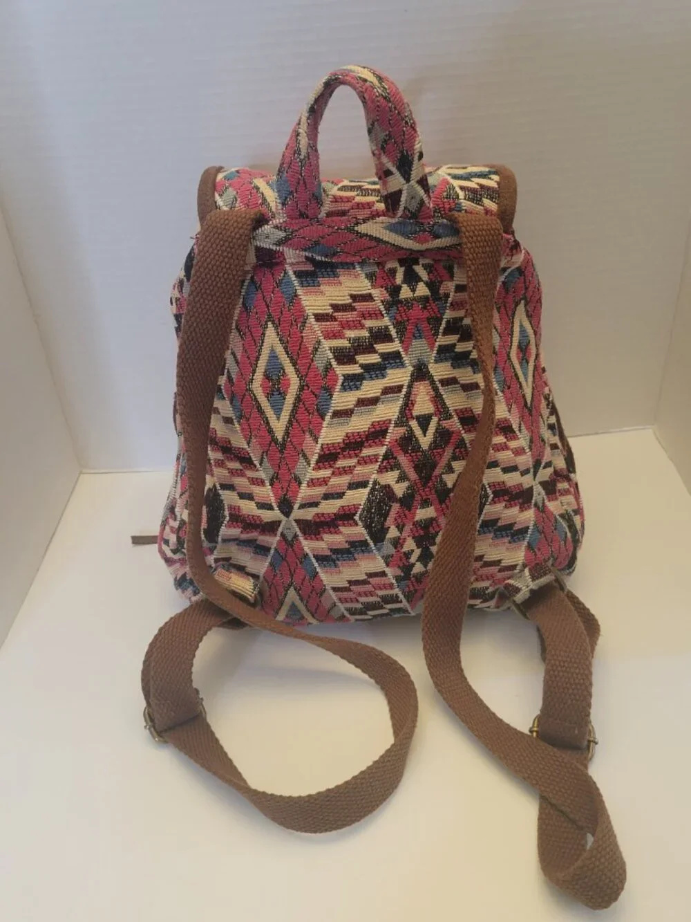 American Eagle Outfitters Aztec Tribal Tapestry Mini Backpack Suede